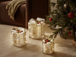 Beliani Set Of 3 Christmas Decorations Led Julso Christmas Gifts 20/25/30 Cm Silver - thumbnail 2