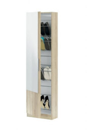 Amos Mann Furniture Krystal Canadian Oak Tall Shoe Cabinet 1 Mirrored Door - thumbnail 4
