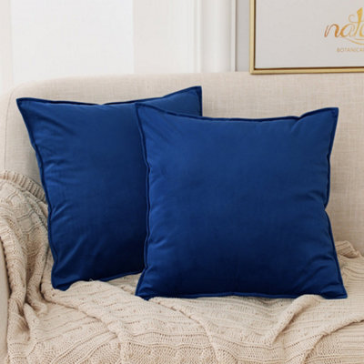 Deconovo Pack Of 2 Cushion Covers 55Cm X 55Cm 22X22 Inches Flanges Throw Pillow Cases For Kids With Invisible Zipper Navy - image 1