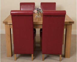 That's Furniture Richmond 140Cm - 220Cm Oak Extending Dining Table And 4 Chairs Dining Set With Montana Burgundy Leather Chairs - thumbnail 2