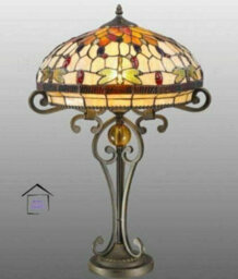 "Belofay Handmade Stained Glass Tiffany Style Table Lamp With Bronze Lamp Base For Livingroom (16 "" Wide)"