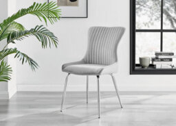 Furniturebox Uk Palma Beige Stone Effect Round Dining Table & 4 Light Grey Nora Silver Leg Chairs - thumbnail 9