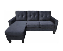 Kosy Koala Corner Sofa Velvet Sectional Sofa With Ottoman L-Shaped Black Sofa Couch Reversible 3-Seater - thumbnail 5
