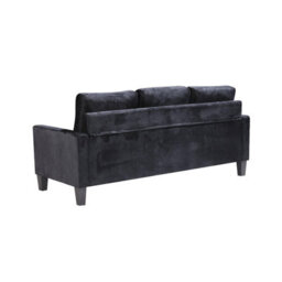 Kosy Koala Corner Sofa Velvet Sectional Sofa With Ottoman L-Shaped Black Sofa Couch Reversible 3-Seater - thumbnail 2