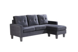 Kosy Koala Corner Sofa Velvet Sectional Sofa With Ottoman L-Shaped Black Sofa Couch Reversible 3-Seater - thumbnail 8