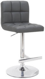 Lamboro Allegro Single Kitchen Bar Stool, Chrome Footrest, Adjustable Swivel Gas Lift, Breakfast Bar & Home Barstool, Charcoal Grey