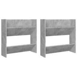 Vidaxl Wall Shoe Cabinets 2 Pcs Concrete Grey 60X18X60 Cm Engineered Wood - thumbnail 2
