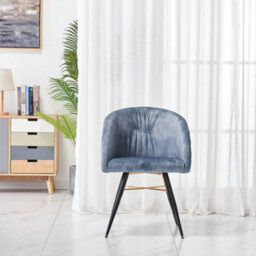Life Interiors Set Of 4 Grey Vittorio Velvet Dining Chairs With Black Metal Legs, Quilted Design Modern Accent Chair - thumbnail 2