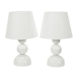 Valuelights Winnie Pair Of Cream Fabric Shade Stacked Touch Table Lamps - thumbnail 2