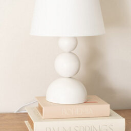 Valuelights Winnie Pair Of Cream Fabric Shade Stacked Touch Table Lamps - thumbnail 3