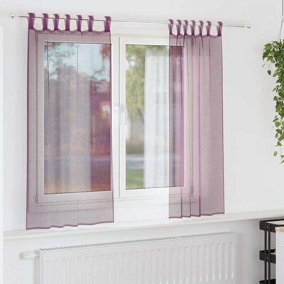 Berkfield Voile Curtains With Loops 2 Pcs Purple 140X140 Cm - image 1
