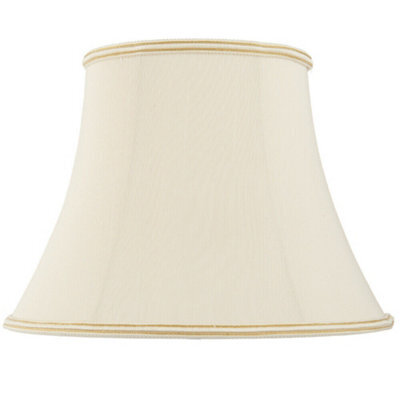 "14"" Bowed Oval Handmade Lamp Shade Cream Fabric Classic Table Light Bulb Cover" - image 1