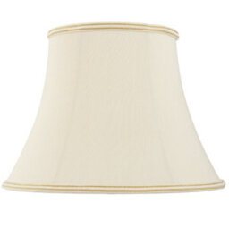 "14"" Bowed Oval Handmade Lamp Shade Cream Fabric Classic Table Light Bulb Cover"