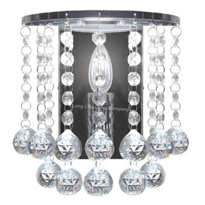 Long Life Lamps Company Modern Polished Chrome Crystal Droplet Chandelier Candle Wall Light Decor Lamp M0019 - image 1