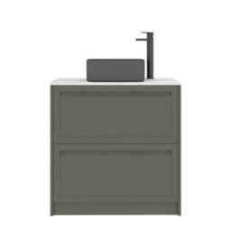 Royal Bathrooms Royal Bathroom Elmore 800mm Matt Green Freestanding Countertop Bathroom Vanity Unit 2 Drawer With Art Square Basin - thumbnail 7