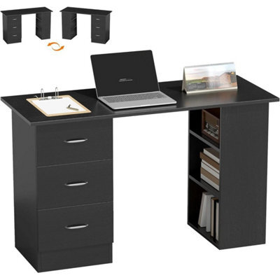 Versatile 120 Cm Black Office Desk With Shelves - Perfect For Home & Study - image 1
