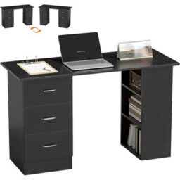 Versatile 120 Cm Black Office Desk With Shelves - Perfect For Home & Study - thumbnail 1