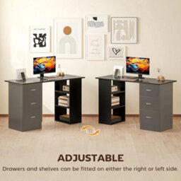Versatile 120 Cm Black Office Desk With Shelves - Perfect For Home & Study - thumbnail 4