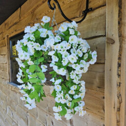 Best Artificial 75Cm Ivory White Morning Glory Trailing Flowers With Rattan Wicker Hanging Baskets For Indoor Or Garden Use