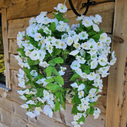 Best Artificial 75Cm Ivory White Morning Glory Trailing Flowers With Rattan Wicker Hanging Baskets For Indoor Or Garden Use - thumbnail 4