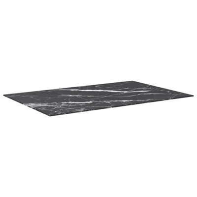 Berkfield Durable Table Top Black 100X62 Cm 8mm Tempered Glass With Marble Design - image 1