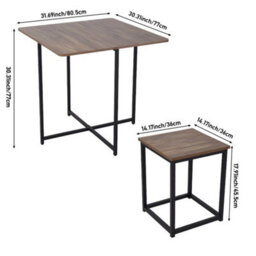 Industrial Table And 4 Stools Rustic Brown Kitchen Breakfast Dining Set Of 5 - thumbnail 2