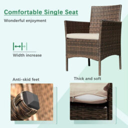 MCC Direct Rattan Garden Furniture Outdoor Patio Seating Table, Chairs And Sofa Set Roger Brown - thumbnail 5