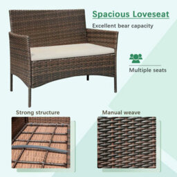 MCC Direct Rattan Garden Furniture Outdoor Patio Seating Table, Chairs And Sofa Set Roger Brown - thumbnail 4