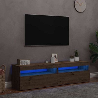Walplus Tv Cabinets With Led Lights 2 Pcs Artisan Oak Engineered Wood - image 1