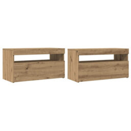 Walplus Tv Cabinets With Led Lights 2 Pcs Artisan Oak Engineered Wood - thumbnail 2