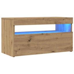 Walplus Tv Cabinets With Led Lights 2 Pcs Artisan Oak Engineered Wood - thumbnail 5