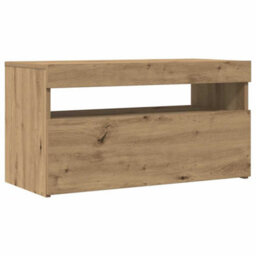 Walplus Tv Cabinets With Led Lights 2 Pcs Artisan Oak Engineered Wood - thumbnail 6