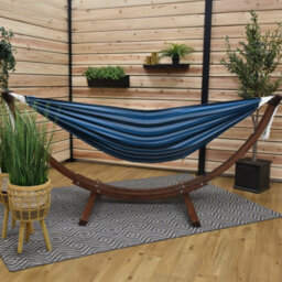 Vivere Double Cotton Hammock With Solid Pine Stand (260Cm) - Blue Lagoon - thumbnail 5