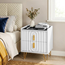 Modern Led Bedside Table Nightstand With 2 Drawer - thumbnail 3
