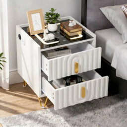Modern Led Bedside Table Nightstand With 2 Drawer - thumbnail 4