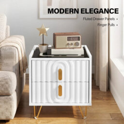 Modern Led Bedside Table Nightstand With 2 Drawer - thumbnail 6