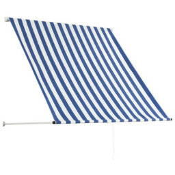 Walplus Retractable Awning Garden Sun Shade Canopy Gazebo For Back Door, Porch, Patio 150X150 Cm Blue And White - thumbnail 4