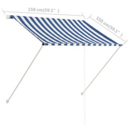 Walplus Retractable Awning Garden Sun Shade Canopy Gazebo For Back Door, Porch, Patio 150X150 Cm Blue And White - thumbnail 8