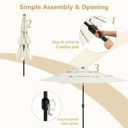 Costway 3 X 3M Patio Umbrella 3-Tier Double Vented Outdoor Crank Umbrella Market Table Umbrella - thumbnail 8