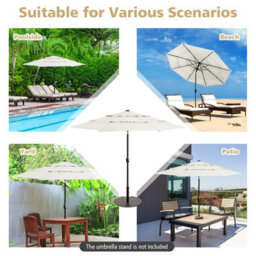Costway 3 X 3M Patio Umbrella 3-Tier Double Vented Outdoor Crank Umbrella Market Table Umbrella - thumbnail 9