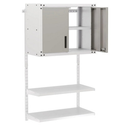 Metal Wall Cabinet Garage Storage Cabinet W/3 Adjustable Shelves Grey - image 1