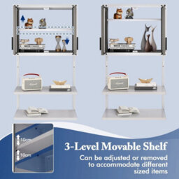 Metal Wall Cabinet Garage Storage Cabinet W/3 Adjustable Shelves Grey - thumbnail 4