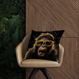 Warren Reed Designer Splashart Monkey Face With Yellow Glasses Outdoor Cushion 45Cm X 45Cm - thumbnail 2