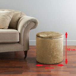 Slumbre Round Beading Crushed Velvet Foot Stool Pouffe -  Silver - thumbnail 2