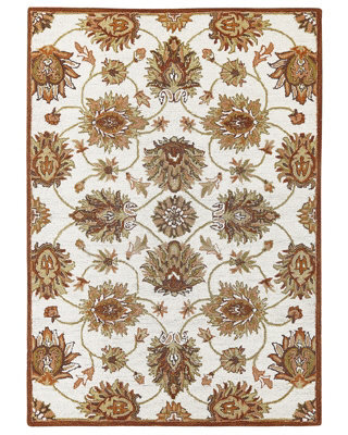 Beliani Hand-Tufted Wool Area Rug 160 X 230 Cm - Beige Brown Oriental Design - image 1