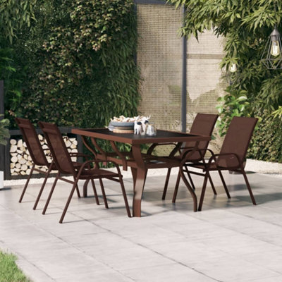 Walplus Garden Table Brown And Black 140X70X70 Cm Steel And Glass - image 1