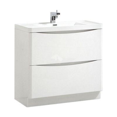 Plum&clay Eden Gloss White Floorstanding Vanity Unit With Resin Basin (W)900mm - image 1