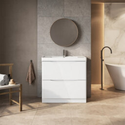 Plum&clay Eden Gloss White Floorstanding Vanity Unit With Resin Basin (W)900mm - thumbnail 2