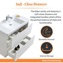 Plum&clay Eden Gloss White Floorstanding Vanity Unit With Resin Basin (W)900mm - thumbnail 6