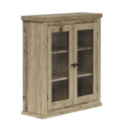 Teamson Home Bathroom Wall Cabinet, Wooden Cabinet With 2 Glass Doors, Bathroom Furniture, Bathroom Storage, Light Oak - thumbnail 3